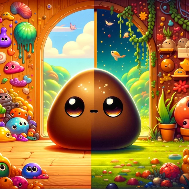 Virtual pet My Talking Slimy vs Pou